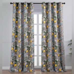 Elegant Botanical Floral Hummingbird Drapes Grommet Blackout 52x84 2 Panels